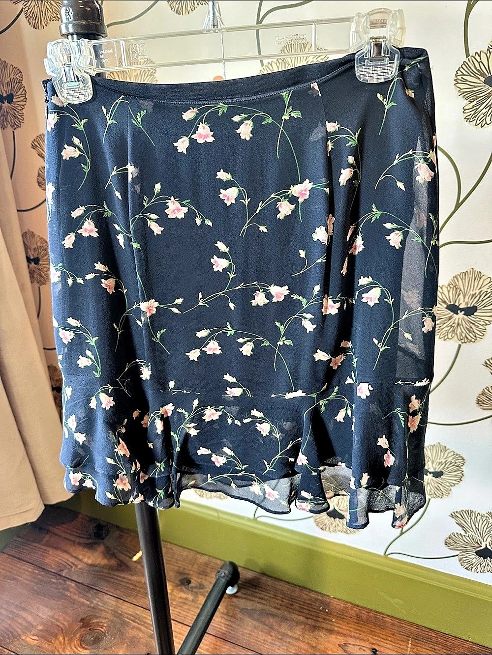 Club Monaco Floral Mini Skirt in Blue NWT